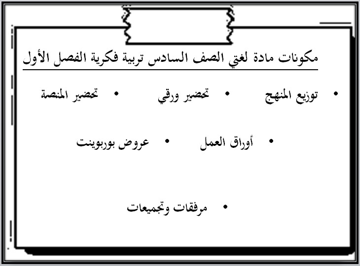 تحضير مادة لغتي الصف السادس الابتدائي فكرية الفصل الأول تحضير مادة لغتي الصف السادس الابتدائي فكرية الفصل الأول