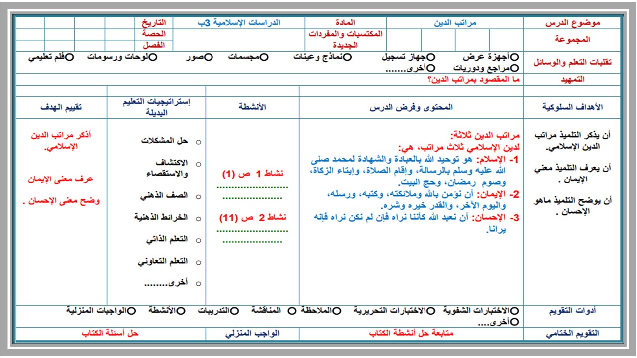 مهارات لمادة الدراسات الاسلامية الصف الثالث الابتدائي فصل دراسي أول مهارات لمادة الدراسات الاسلامية الصف الثالث الابتدائي فصل دراسي أول