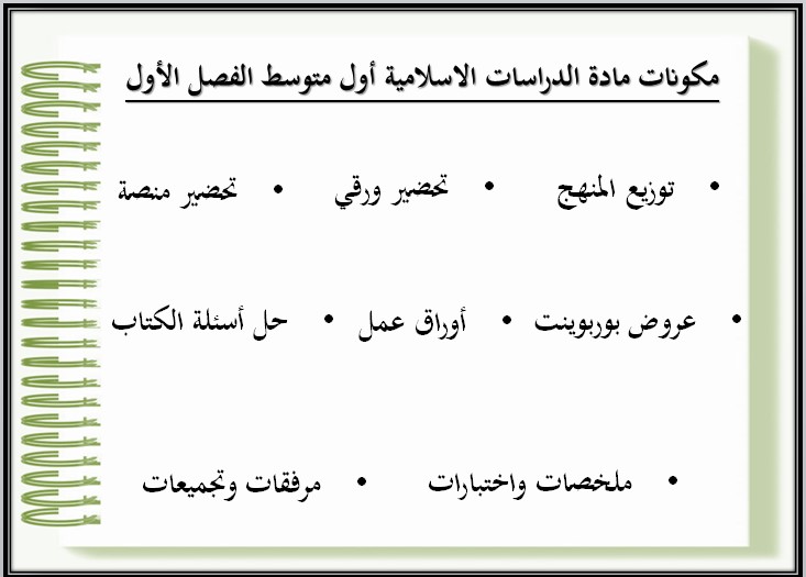 كتاب مادة الدراسات الإسلامية أول متوسط الفصل الدراسي الاول كتاب مادة الدراسات الإسلامية أول متوسط الفصل الدراسي الاول