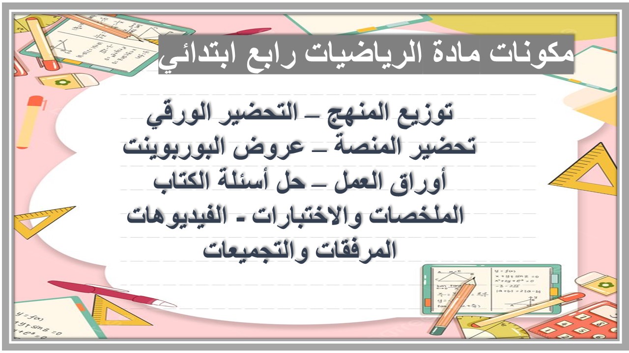 خريطة نواتج التعلم رياضيات رابع ابتدائي خريطة نواتج التعلم رياضيات رابع ابتدائي