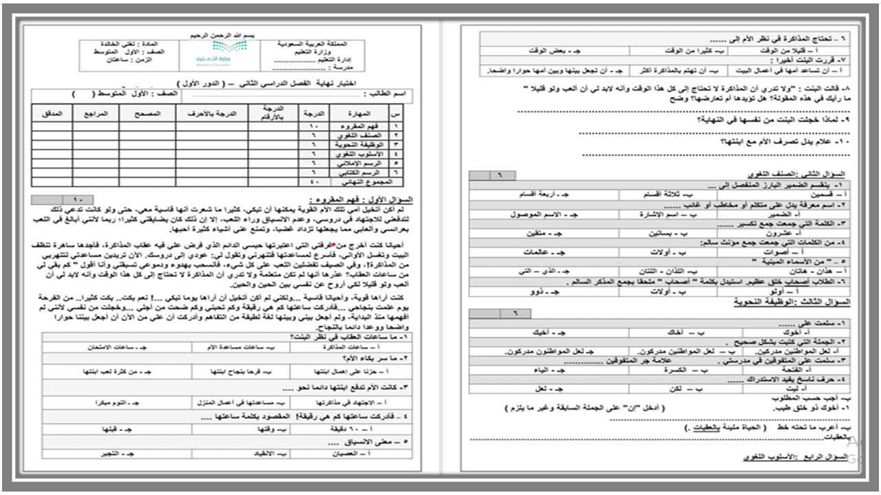 خريطة نواتج التعلم مادة لغتي أول متوسط خريطة نواتج التعلم مادة لغتي أول متوسط