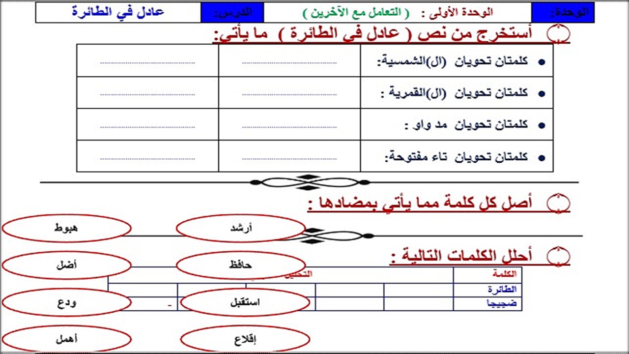 الفهم القرائي لغتي ثالث ابتدائي الفهم القرائي لغتي ثالث ابتدائي