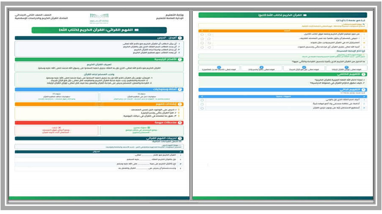 الفهم القرائي قرآن حفظ ثاني ابتدائي الفهم القرائي قرآن حفظ ثاني ابتدائي