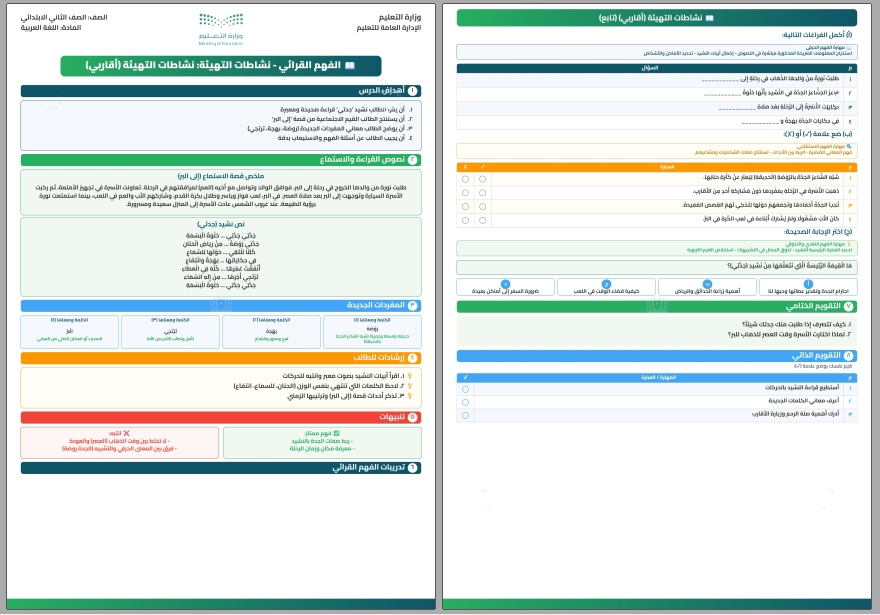 الفهم القرائي لغتي ثاني ابتدائي الفهم القرائي لغتي ثاني ابتدائي