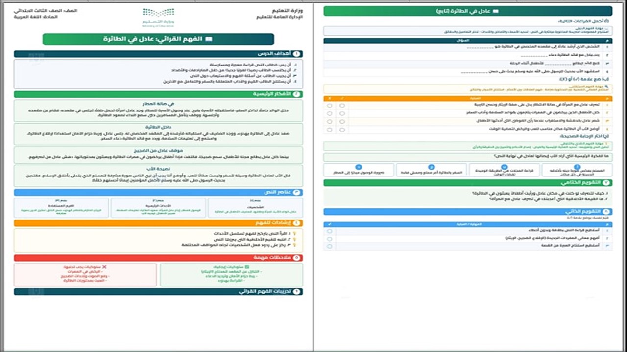 الفهم القرائي لغتي ثالث ابتدائي الفهم القرائي لغتي ثالث ابتدائي