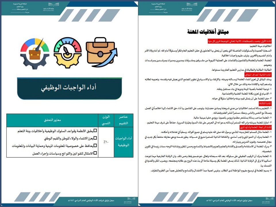 ملف شواهد الأداء الوظيفي جاهز ملف شواهد الأداء الوظيفي جاهز