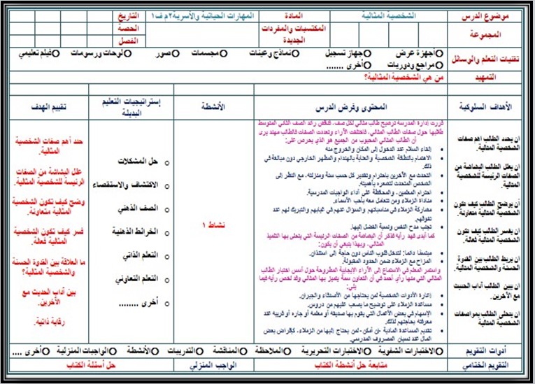 أوراق عمل تربيه اسريه ثانى متوسط الفصل الأول