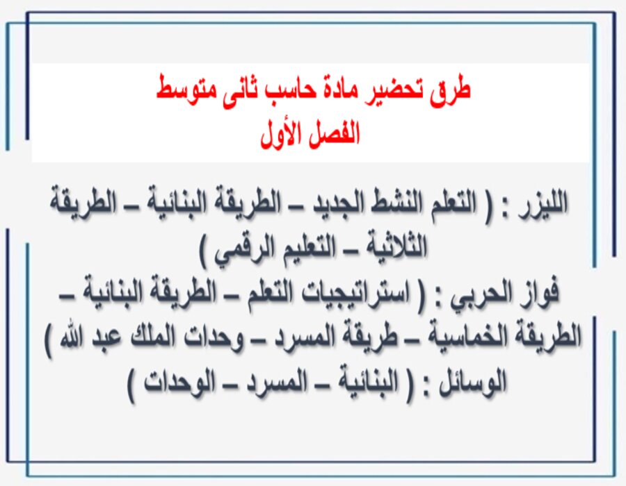 نماذج اختبار حاسب ثانى متوسط الفصل الأول