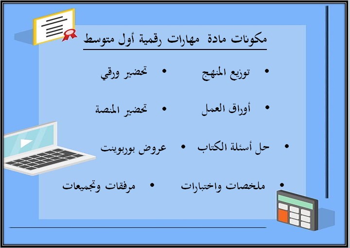 اختبار حاسب اول متوسط الفصل الأول