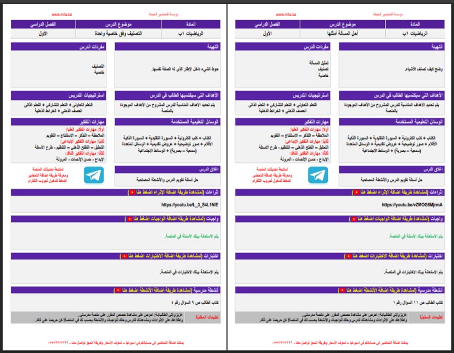 توزيع رياضيات الصف الأول الإبتدائى الفصل الدراسى الأول