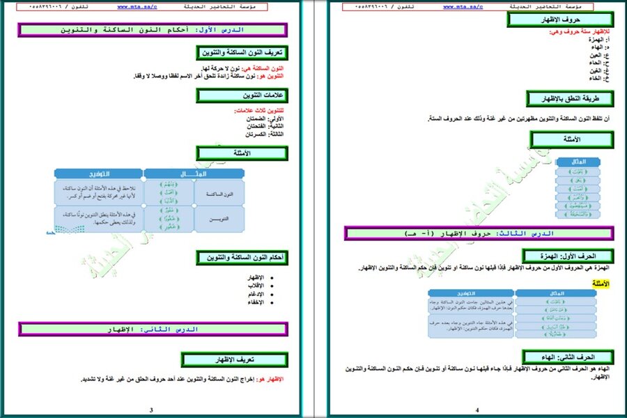 اوراق عمل التجويد الصف الخامس الابتدائي الفصل الدراسي الاول