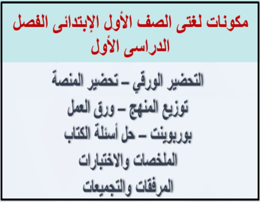 توزيع لغتى الصف الأول الإبتدائى الفصل الدراسى الأول