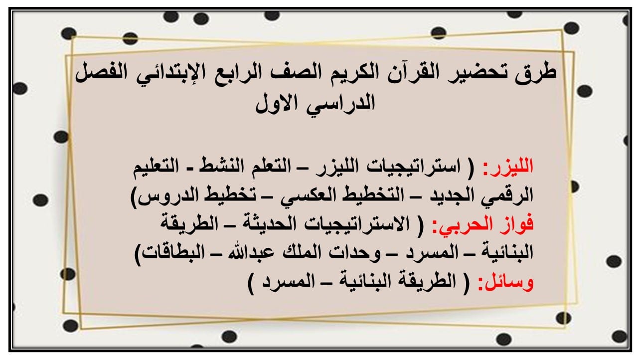 حل اسئلة القرآن الكريم الصف الرابع الإبتدائي الفصل الدراسي الاول