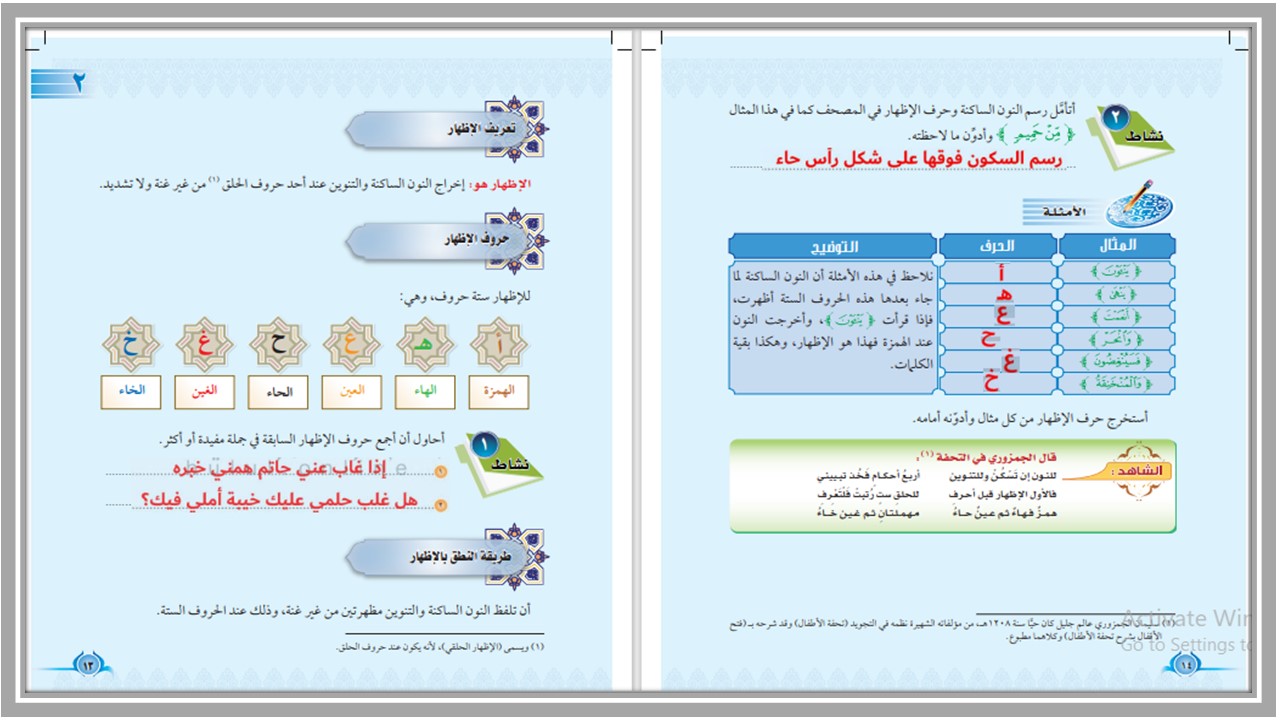 عروض باوربوينت التجويد الصف الخامس الابتدائي الفصل الدراسي الأول