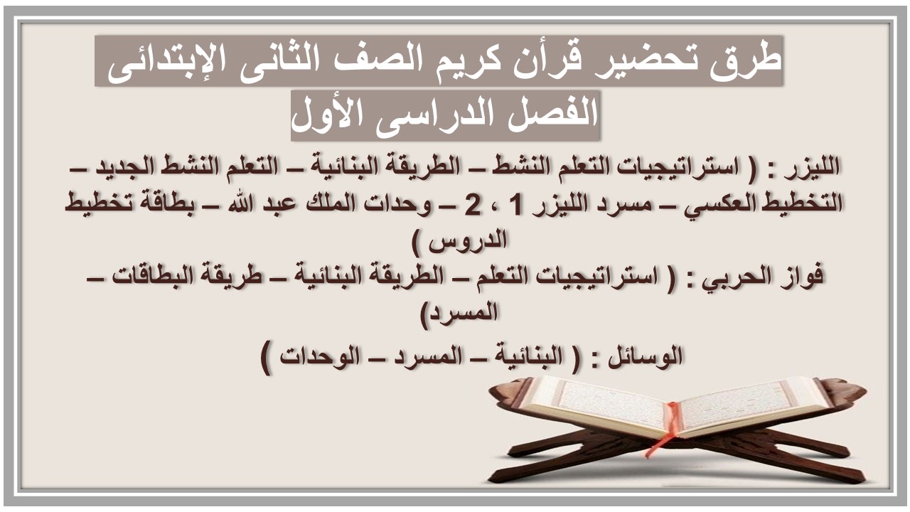 عروض باوربوينت قرأن كريم الصف الثانى الإبتدائى الفصل الدراسى الأول