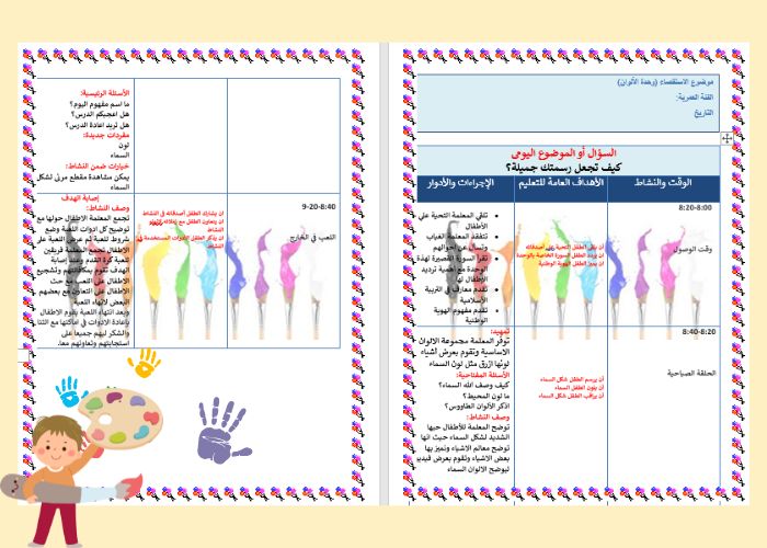 تحضير وحدة الالوان رياض اطفال
