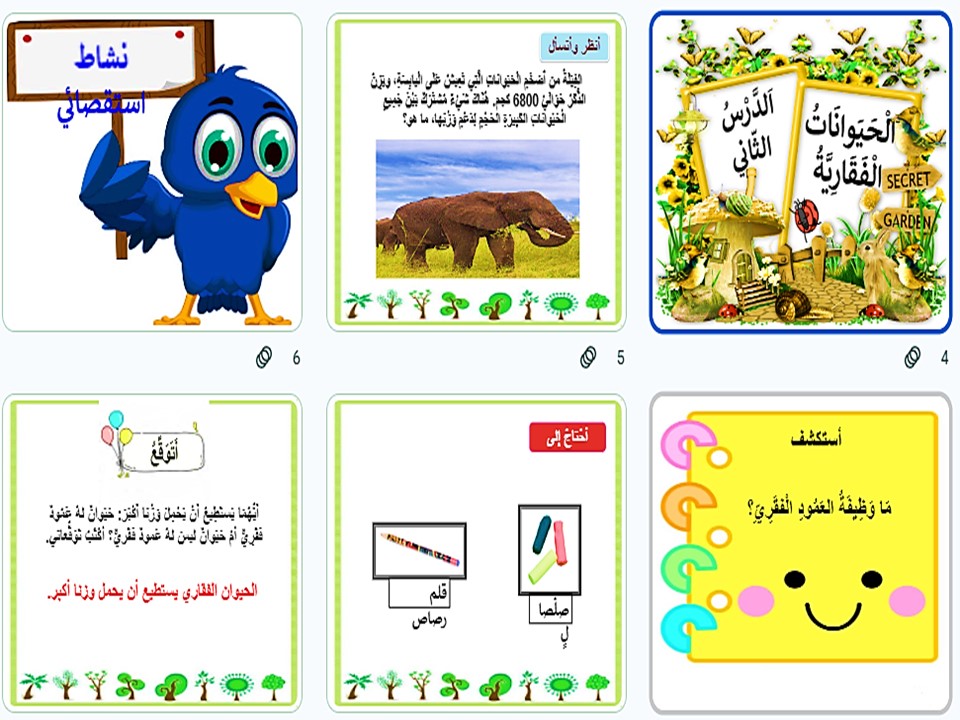 عروض بوربوينت درس الحيوانات الفقارية مادة العلوم الصف الرابع الابتدائي فصل دراسي ثاني 