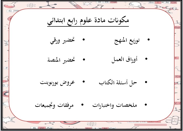 عروض باور بوينت مادة العلوم للصف الرابع الابتدائي الفصل الدراسي الاول