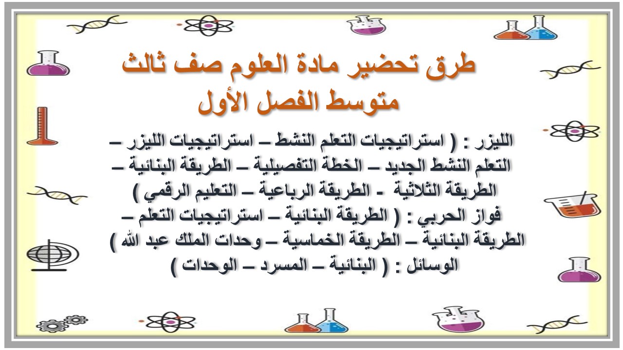 مهارات مادة العلوم صف ثالث متوسط الفصل الأول 
