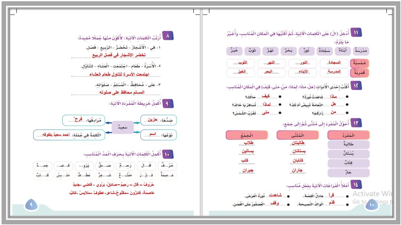  تحضير لغتي الصف الثالث الابتدائي الفصل الدراسي الأول