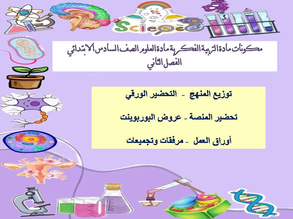 تحضير التربية الفكريه مادة العلوم الصف السادس الابتدائي الفصل الثانى