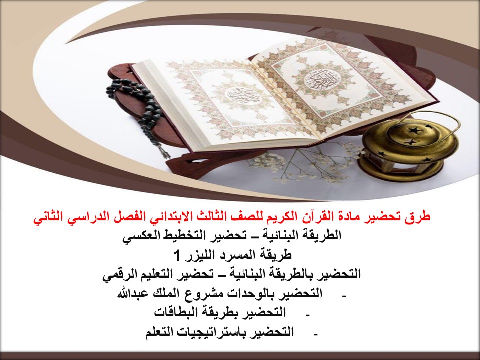 تحضير مادة القرآن الكريم للصف الثالث الابتدائي الفصل الدراسي الثاني