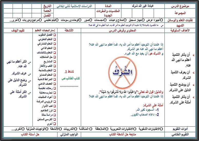 مهارات لمادة دراسات إسلامية للصف الثاني الابتدائي الفصل الدراسي الثانى