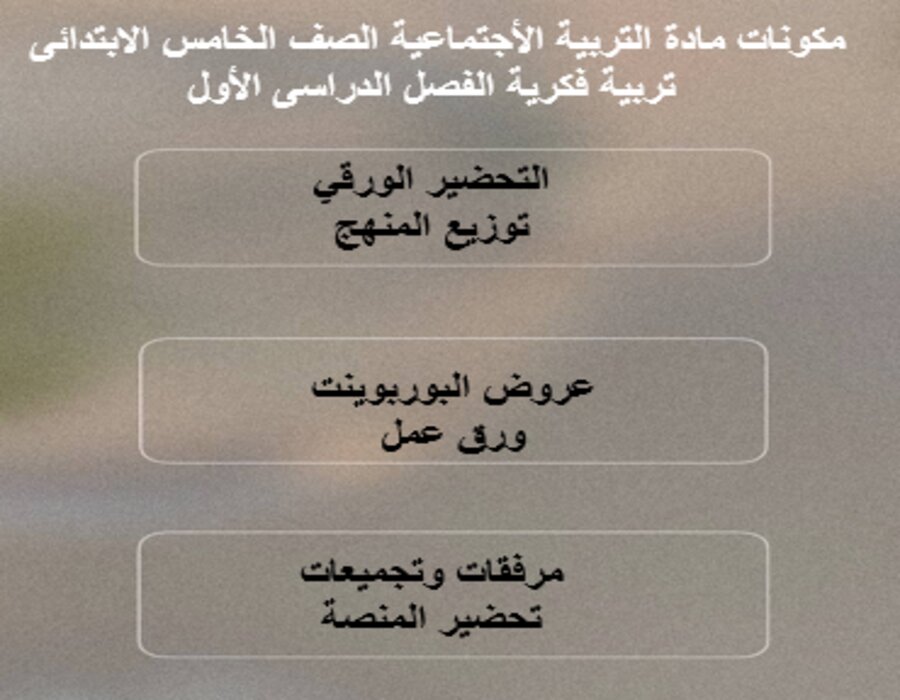 بوربوينت تربية فكرية التربية الأجتماعية الصف الخامس الابتدائى الفصل الدراسى الأول