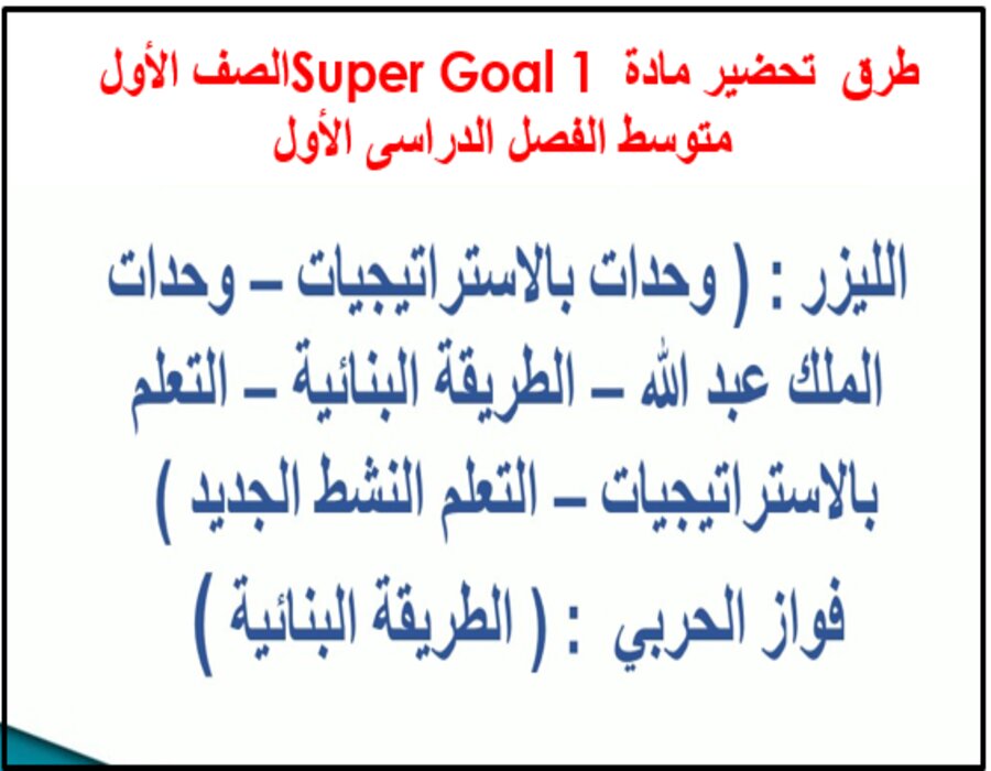 حل اسئلة مادة Super Goal 1 الصف الأول متوسط الفصل الدراسى الأول
