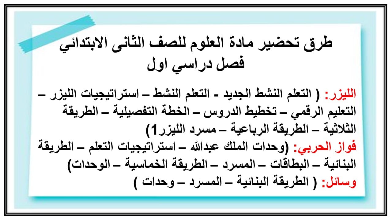 حل اسئلة مادة العلوم للصف الثانى الابتدائي فصل دراسي اول