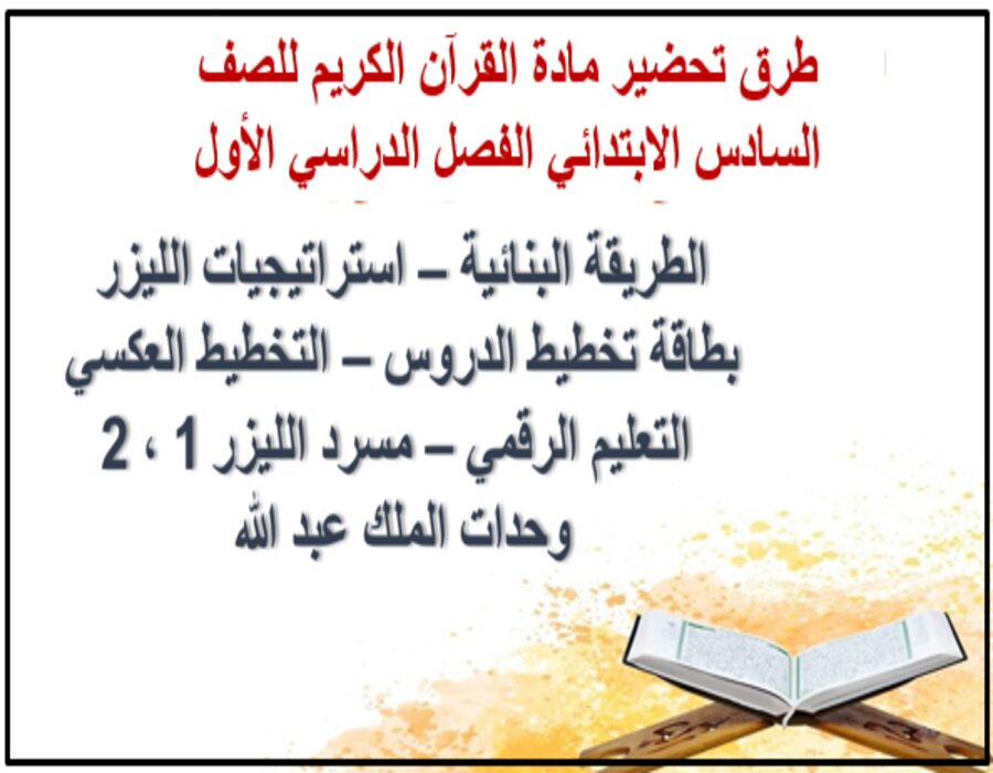 حل اسئلة مادة القرآن الكريم للصف السادس الابتدائي الفصل الدراسي الأول