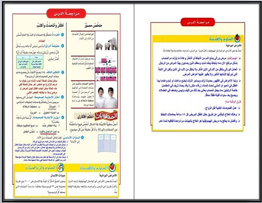 حل اسئلة ماده العلوم للصف الرابع الابتدائي الفصل الدراسي الاول