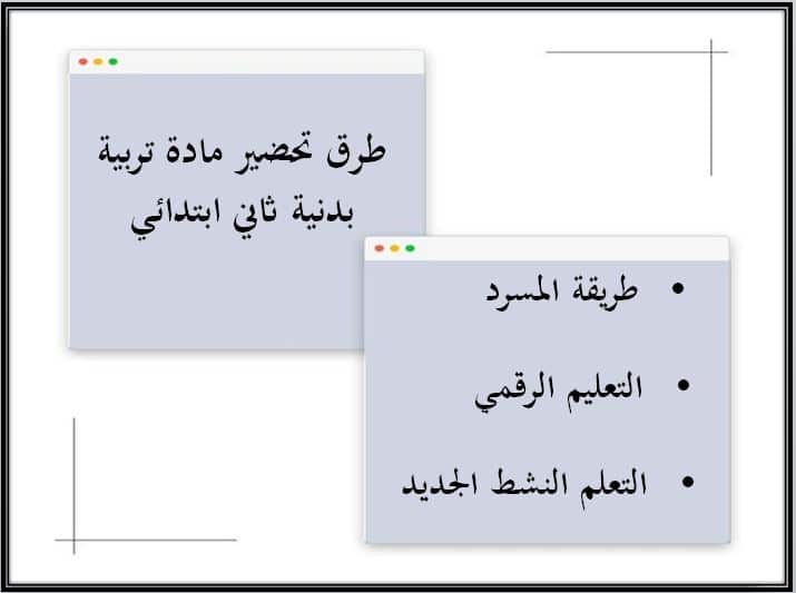 طرق تحضير مادة التربية البدنية للصف الثانى الابتدائي فصل دراسي اول