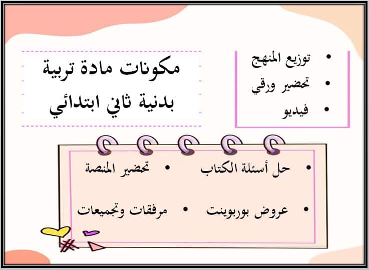 طرق تحضير مادة التربية البدنية للصف الثانى الابتدائي فصل دراسي اول
