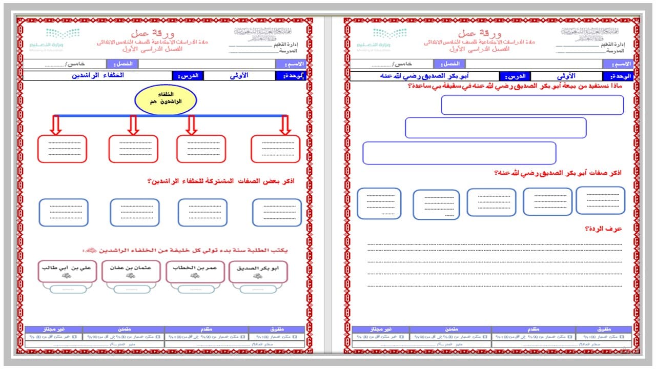 مهارات الإجتماعيات للصف الخامس الابتدائي الفصل الدراسى الاول 