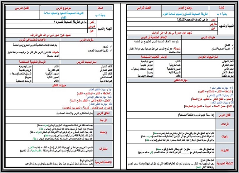 ورق عمل التربية البدنية للصف الخامس الابتدائي الفصل الدراسى الاول