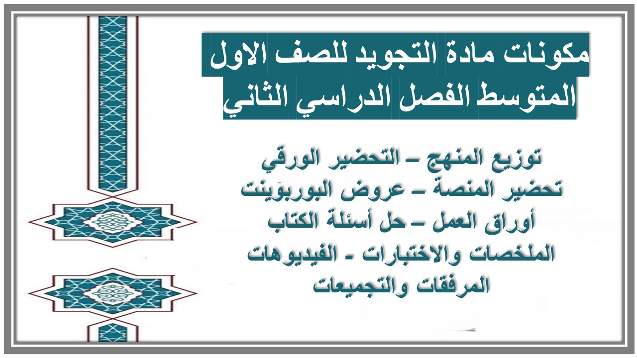 بوربوينت مادة التجويد للصف الاول المتوسط الفصل الدراسي الثاني