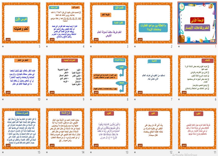بوربوينت مادة العلوم الصف الاول المتوسط