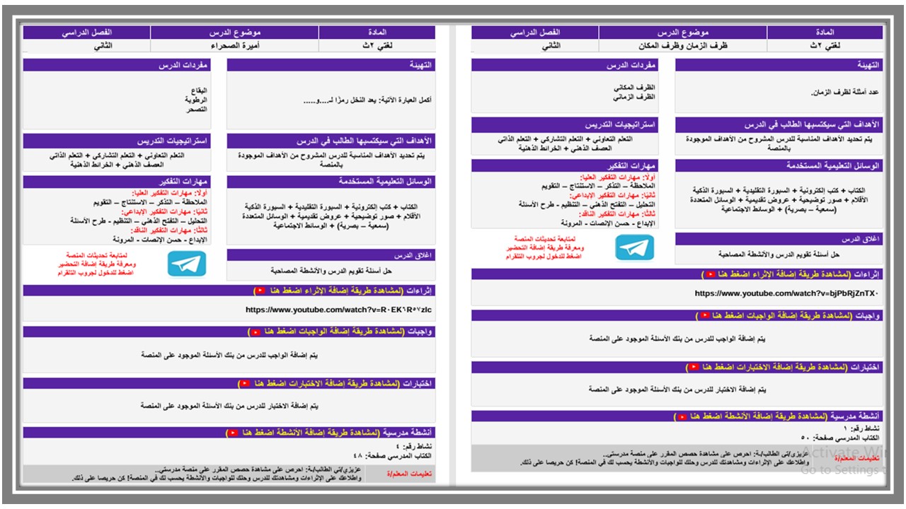 تحضير مادة لغتى للتربية الفكرية للصف الثانى الثانوى