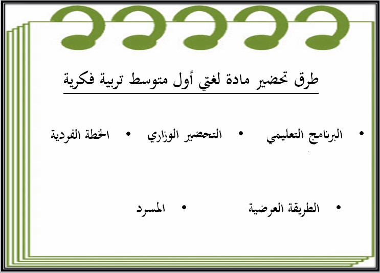 تحضير مادة لغتي للتربية الفكرية صف اول متوسط الفصل الثاني