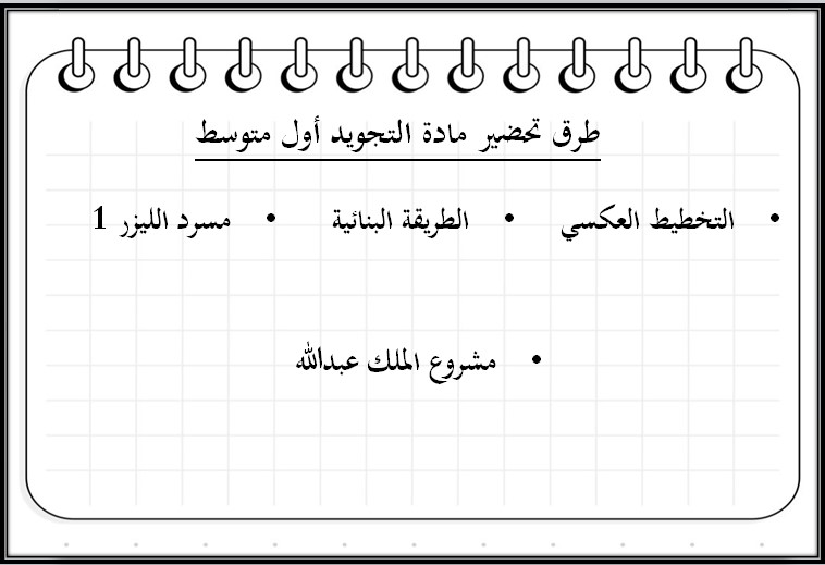 حل اسئلة مادة التجويد للصف الاول المتوسط الفصل الثاني