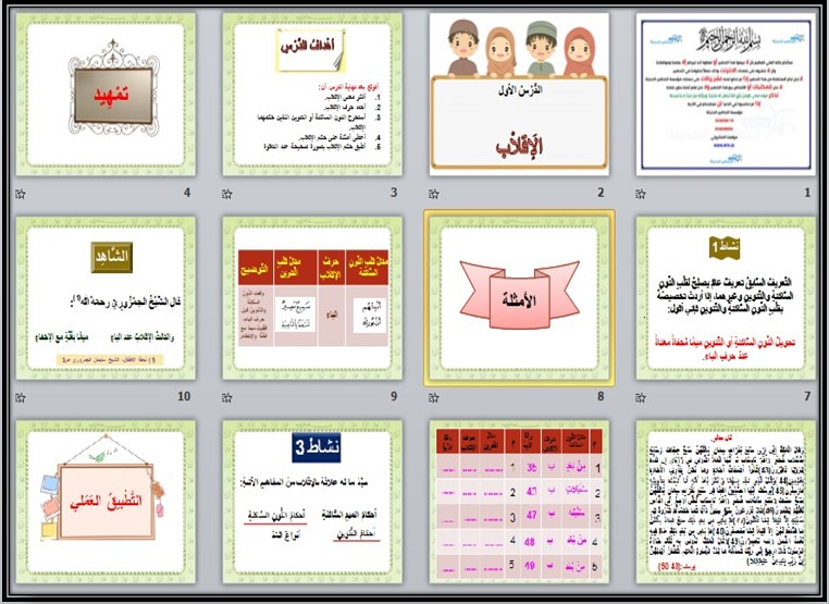 حل اسئلة مادة التجويد للصف الاول المتوسط الفصل الثاني