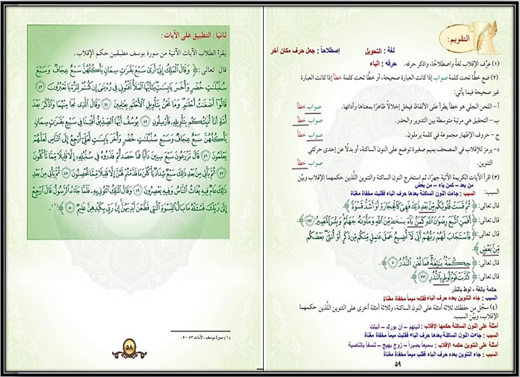 حل اسئلة مادة التجويد للصف الاول المتوسط الفصل الثاني