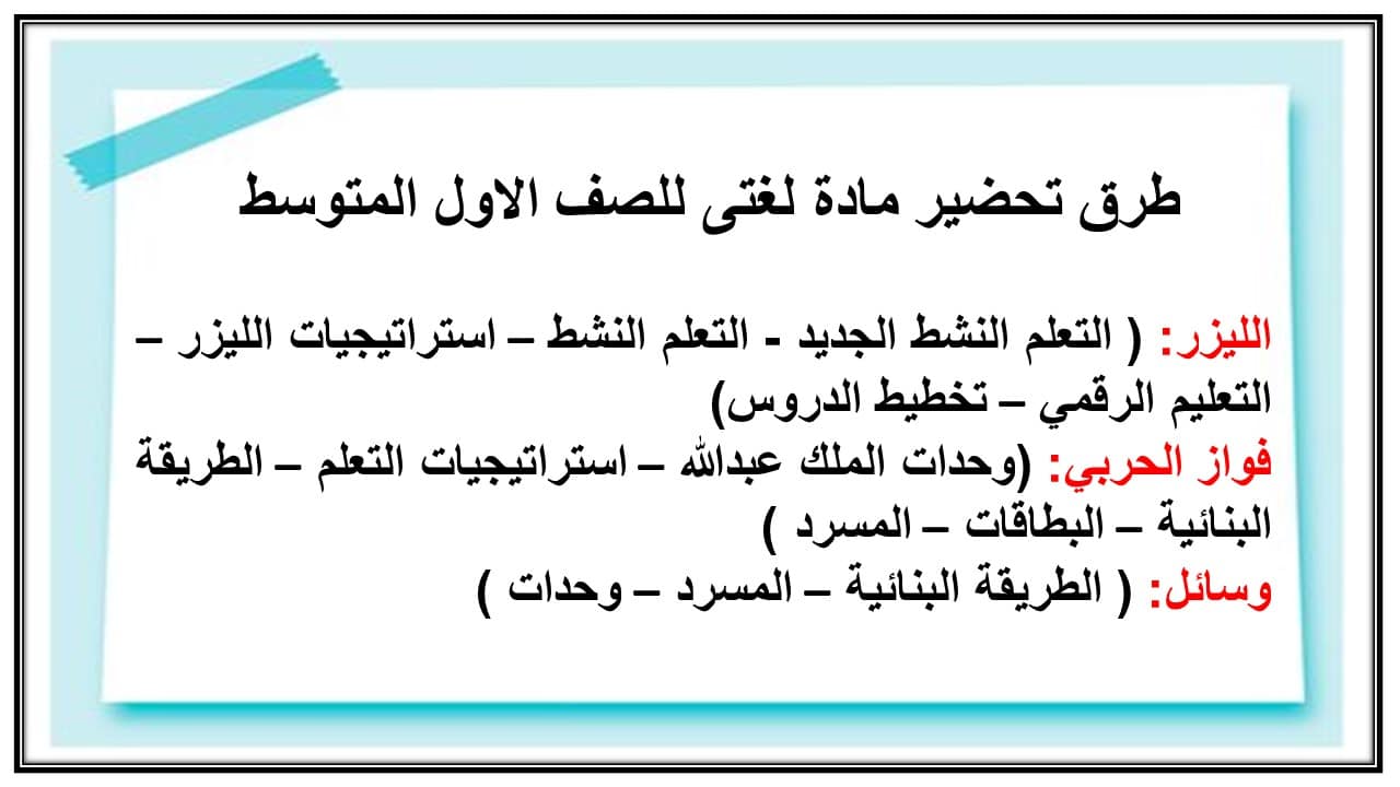 حل اسئلة مادة لغتى للصف الاول المتوسط