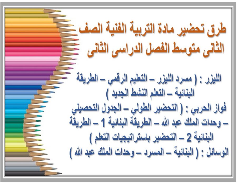 مهارات مادة التربية الفنية صف ثانى متوسط الفصل الدراسى الثانى  