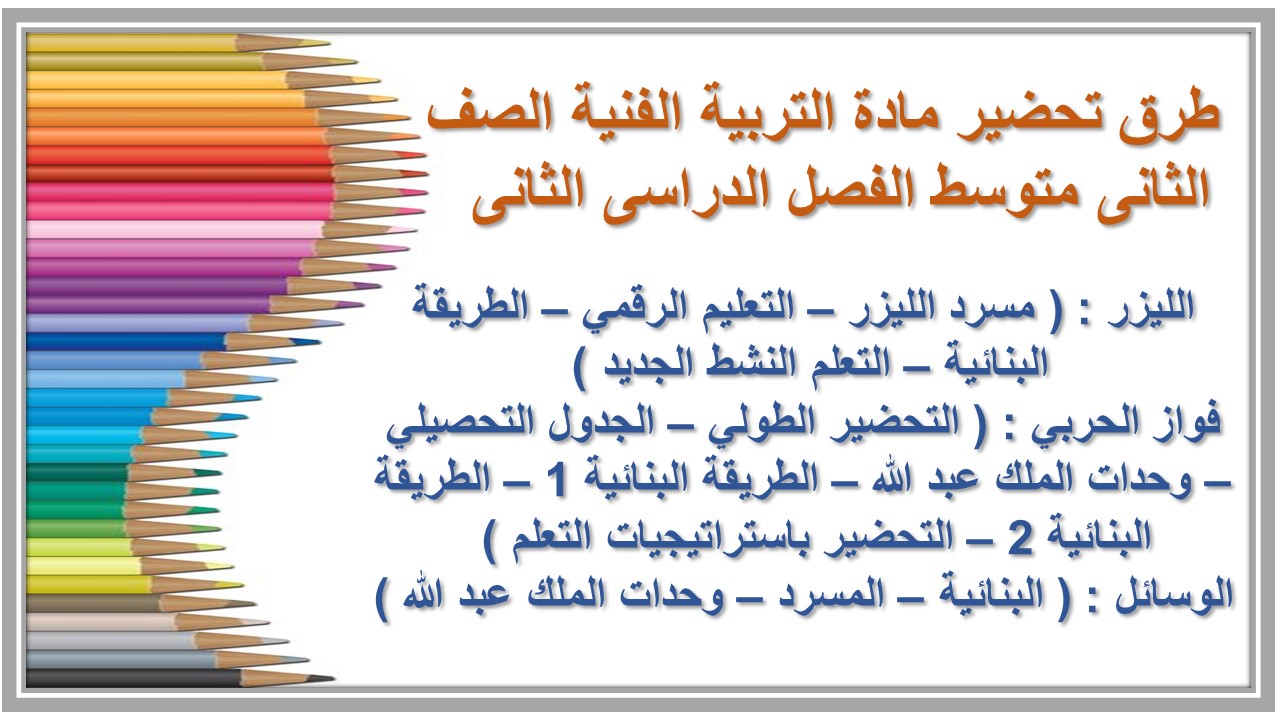 مهارات مادة التربية الفنية الصف الثانى متوسط الفصل الدراسى الثانى  