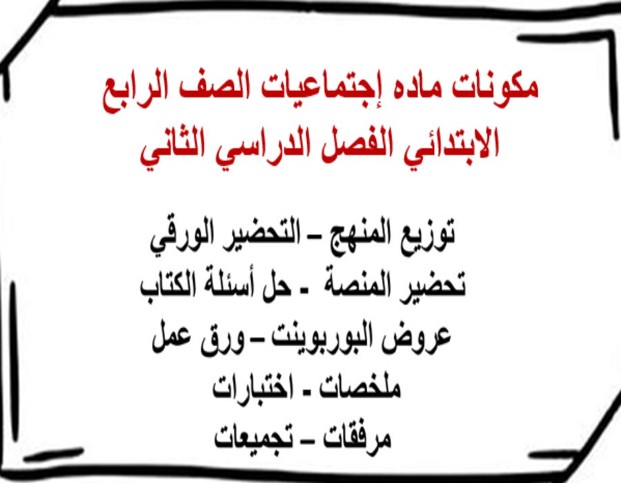 مهارات ماده إجتماعيات الصف الرابع الابتدائي الفصل الدراسي الثاني