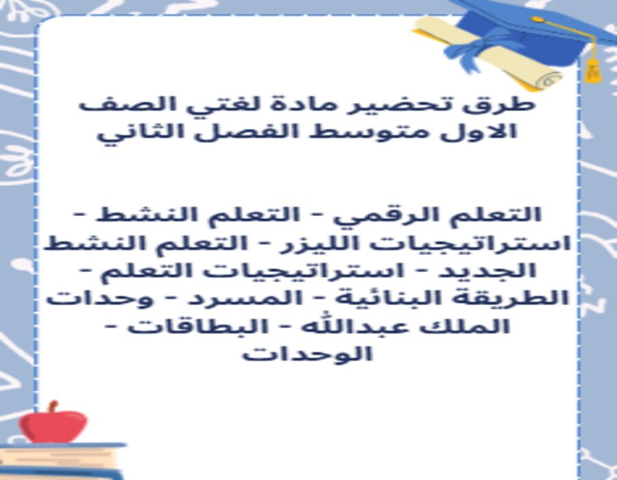 تحضير لغتي اول متوسط الفصل الثاني