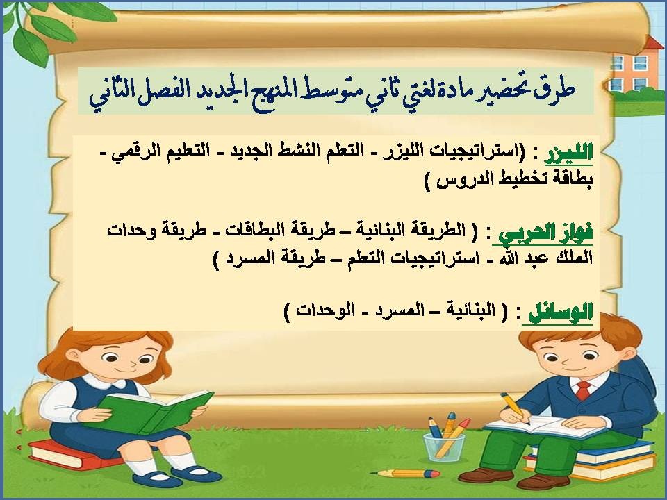 تحضير لغتي ثاني متوسط المنهج الجديد الفصل الثاني