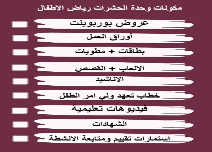 مكونات وحدة الحشرات رياض أطفال